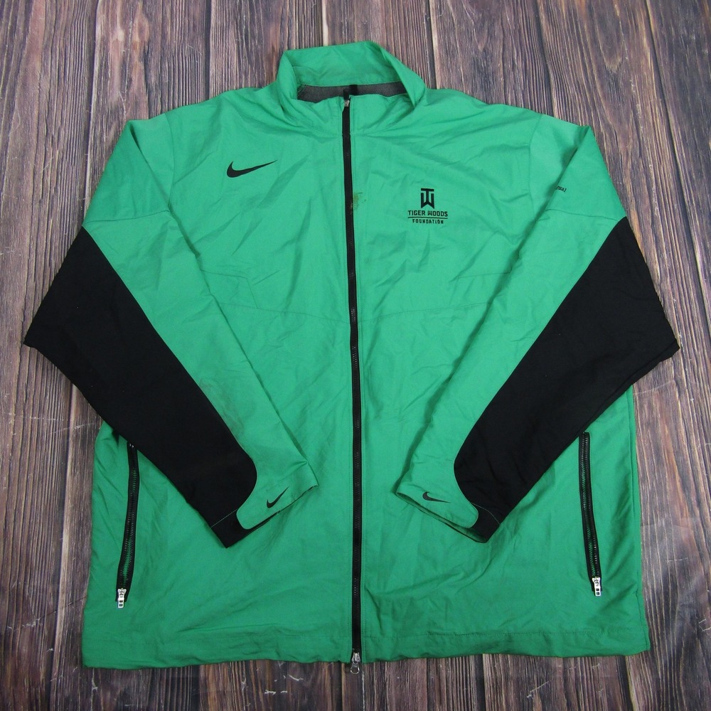 Nike‎ Golf Jacket Mens 2XL Green Tiger Woods Foundation Northwestern Mutual